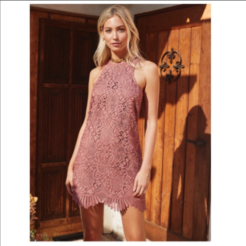 Lovers + Friends Caspian Crochet Lace Dress Mauve